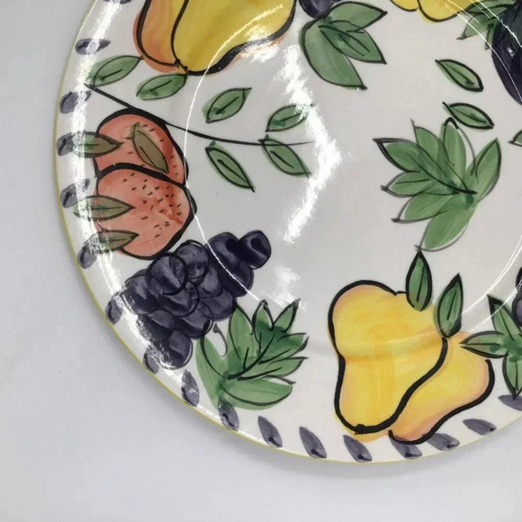 Royal Norfolk 11" Dinner Plate Hand Painted Strawberries Grapes Pears Harvest - Picture 5 of 7